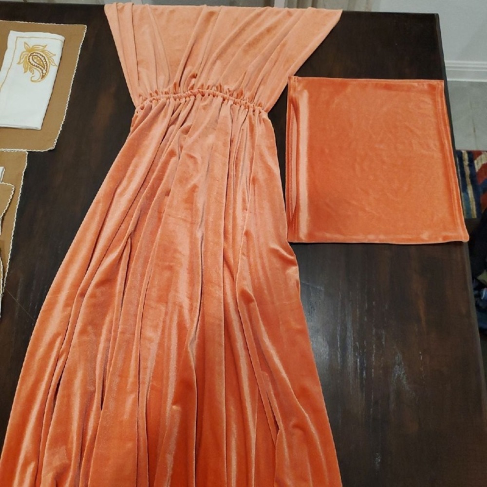 Infinity / Convertible Wrap Salmon Velvet Dress - Picture 3 of 5